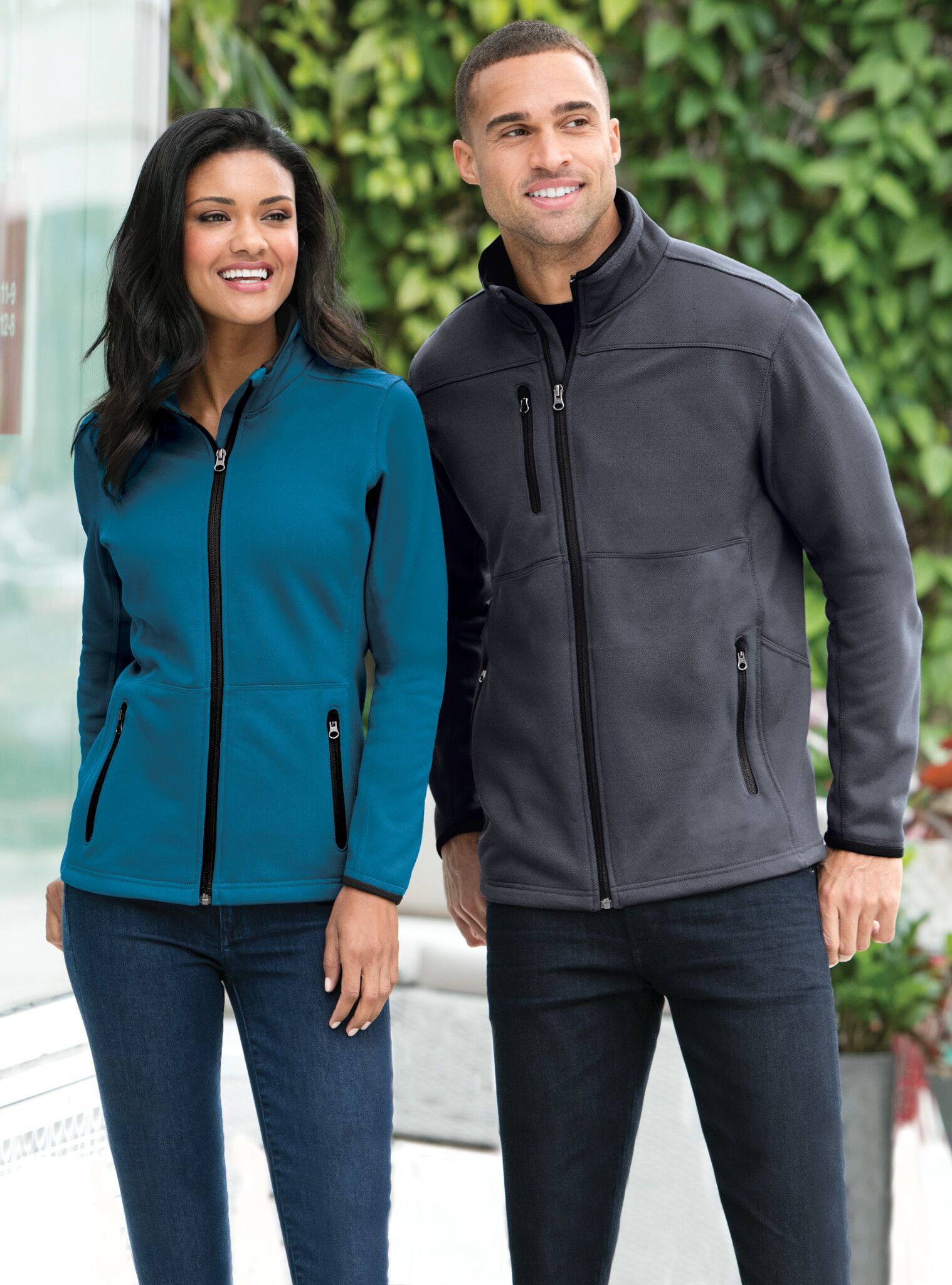 Embroidered soft shell jackets