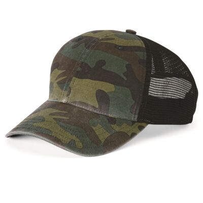 Garment Washed Printed Trucker Cap -111P Thumbnail