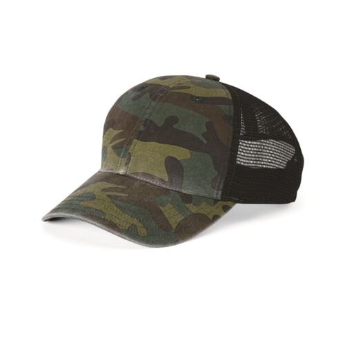 Garment Washed Printed Trucker Cap -111P Thumbnail