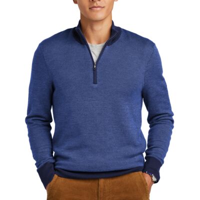 Brooks Brothers® Washable Merino Birdseye 1/4 Zip Sweater - BB18412 Thumbnail