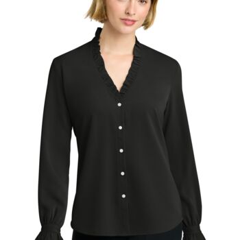 Brooks Brothers® Women's Long Sleeve Ruffle Collar Blouse - BB18011 Thumbnail