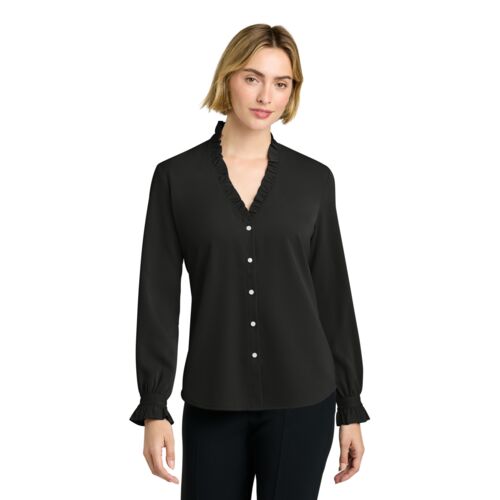Brooks Brothers® Women's Long Sleeve Ruffle Collar Blouse - BB18011 Thumbnail