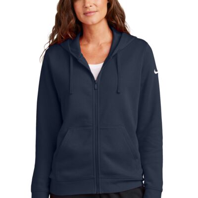 Nike Women's Club Fleece Sleeve Swoosh Full Zip Hoodie - NKFD9890 Thumbnail