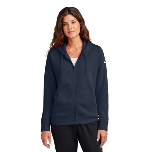 Nike Women's Club Fleece Sleeve Swoosh Full Zip Hoodie - NKFD9890 Thumbnail
