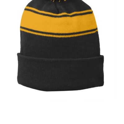 Stripe Pom Pom Beanie - STC28 Thumbnail