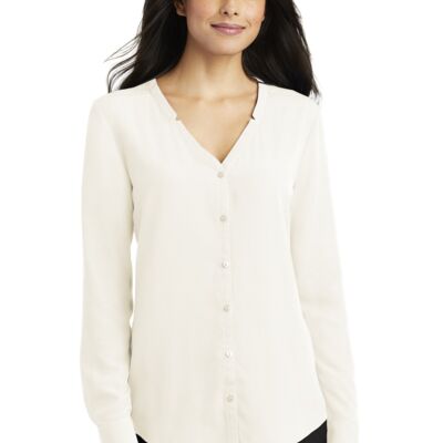 Ladies Long Sleeve Button Front Blouse - LW700 Thumbnail